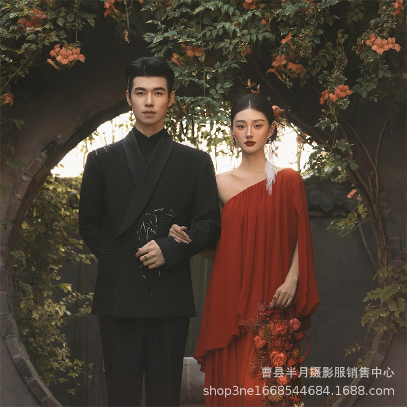 Photo Studio New Theme Clothing Red Festive Engagement Atmosphere Dress Portrait Art Photo Photography Clothing