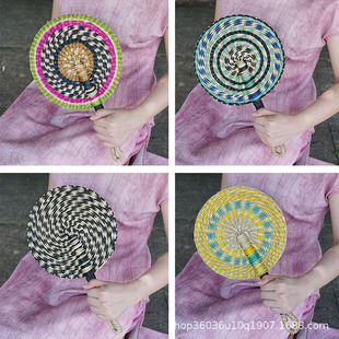 Vietnam seagrass hand-woven fan summer round fan African elements ins style homestay wall decoration pendant