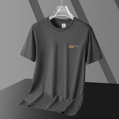 夏季冰絲短袖t恤男士裝2023新款速乾冰絲涼感上衣服圓領潮流半袖