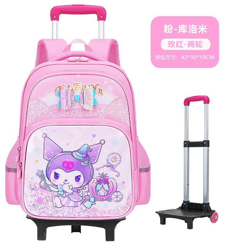 Mochila Escolar con Rodillos para Niñas Grado 1-3-6 de Tela Oxford Impermeable para Escuela Primaria