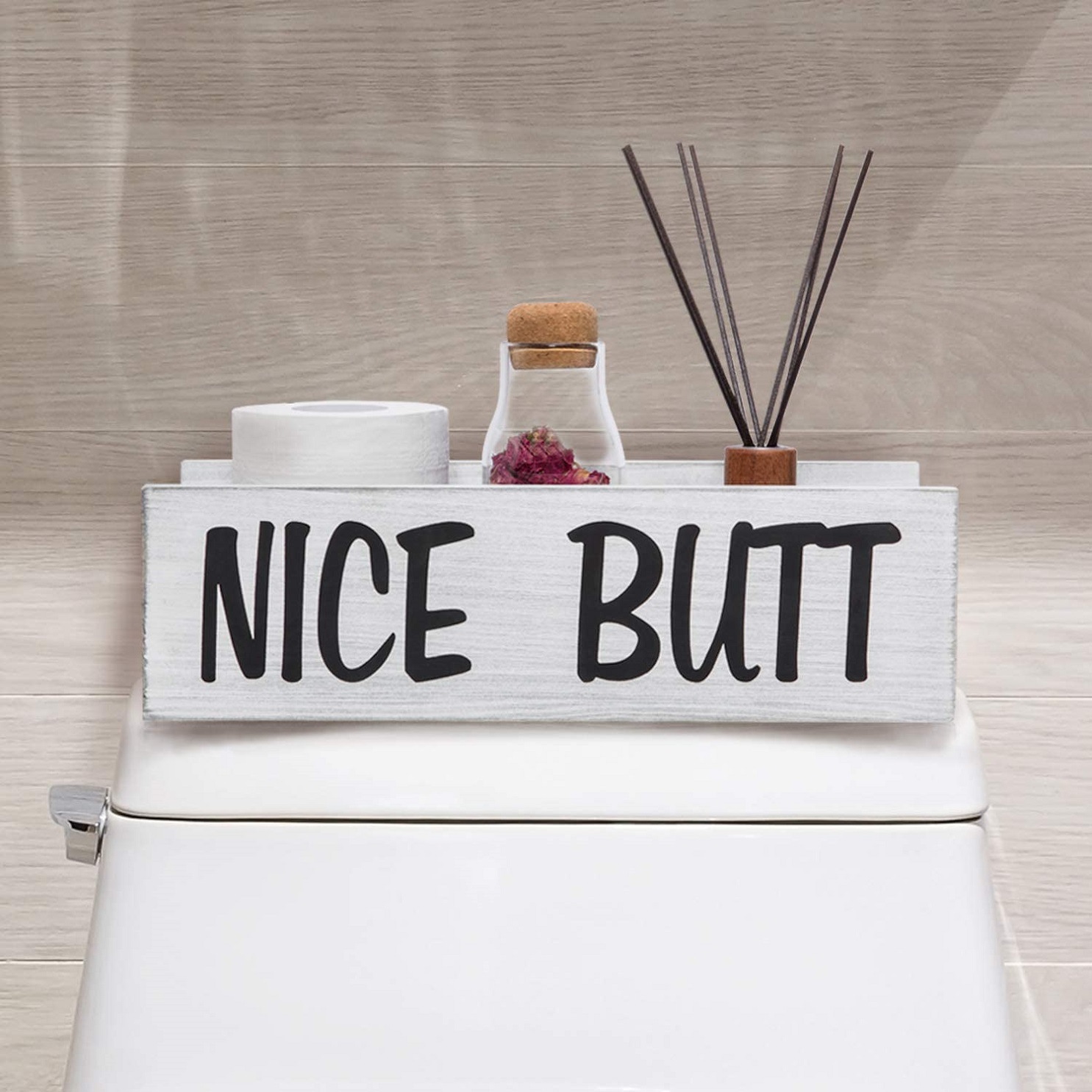 亚马逊nicebutt木质浴室卫生间杂物收纳盒纸巾杂物盆栽装饰整理盒|ms