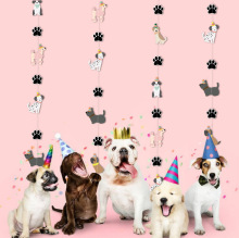 新款卡通宠物主题装饰拉花狗狗生日派对气氛场地背景挂饰拍照道具