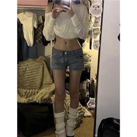 美式复古辣妹低腰牛仔超短裤女高街包臀显瘦热裤