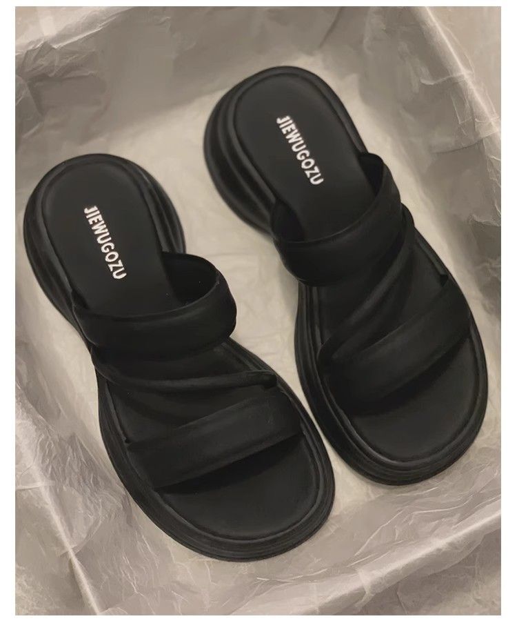 Zapatillas de soleas gruesas para mujeres 2024 verano aumento de altura muffin sandalias de mujer zapatos de moda casual de playa zapatillas frías antideslizantes