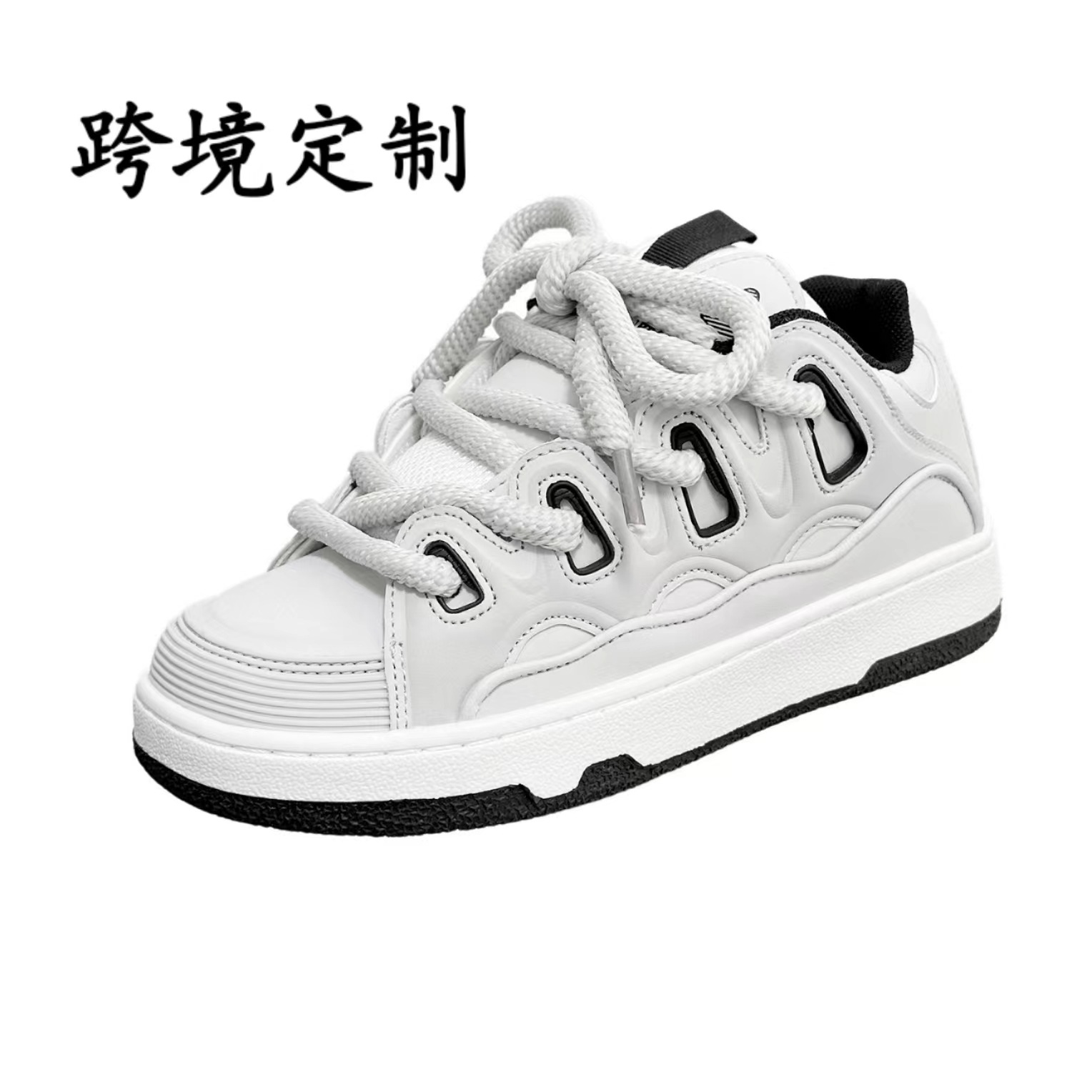 朗足跨境定 制德训鞋美式滑板鞋潮牌男鞋学生街拍夜光面包鞋女款