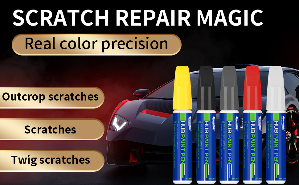 Cross-Border E-Commerce Car Paint Touch-Up Pen, Paint Scratch Repair Pen, Pearl White and Black Scratch Repair Tool