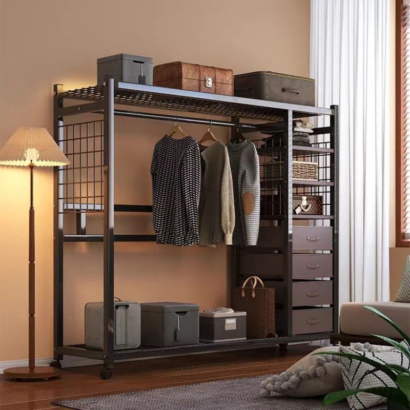 Wardrobe for Home Bedroom 2023 Popular Free Combination Metal Wardrobe Simple Assembly Wardrobe Multi-Layer Storage Rack