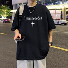 港风潮牌高街美式短袖T恤男夏季2025新款宽松半袖ins重磅纯棉体恤