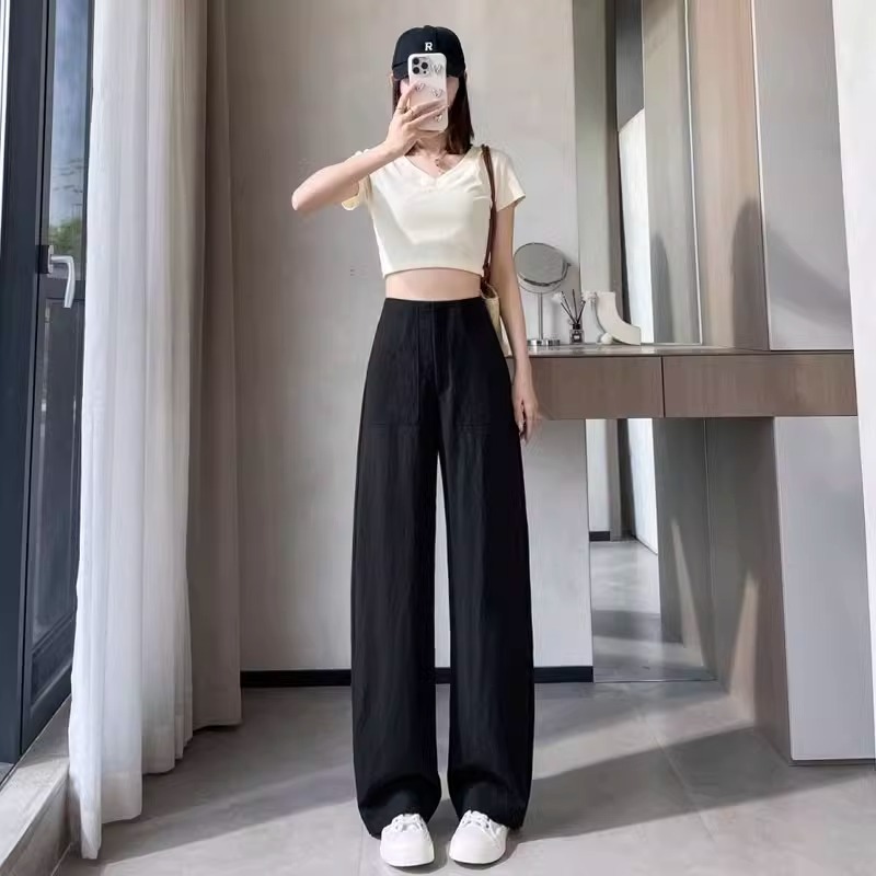 Pantalones de piernas largas de algodón de cintura alta sueltos para mujeres 2025 nuevo verano delgado pequeño lino casual pantalones rectos