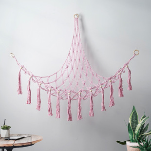 Children's room triangle toy net bag toy storage hand-woven cotton rope corner toy net hammock manufacturers wholesale