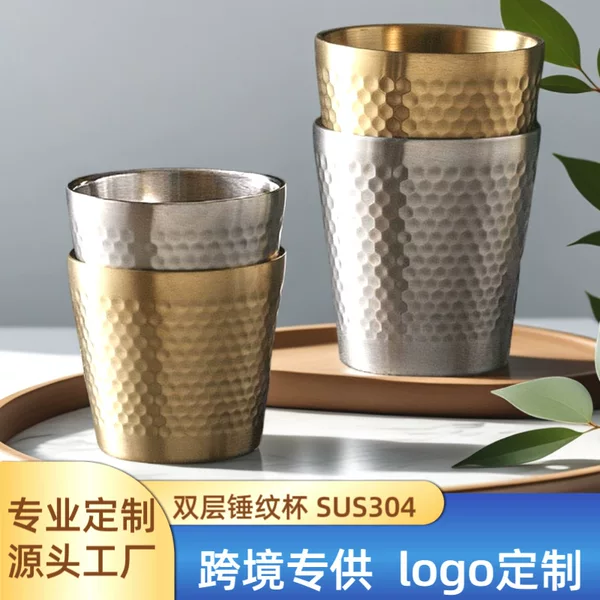 304 Stainless Steel Double-layer Cup Ins Korean-style Double-wall Beverage Beer Cup Dining Mug Stackable Outdoor Camping Mug