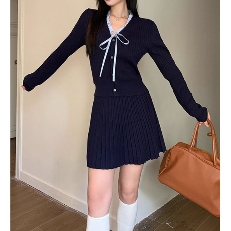 法式风套装女2025超火减龄气质一整套ootd穿搭韩系高级针织两件套|undefined