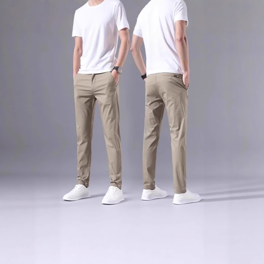 Summer Thin Dress Pants Casual Pants Men's Business Slim Straight Elastic Trendy Versatile Sports Casual Long Pants