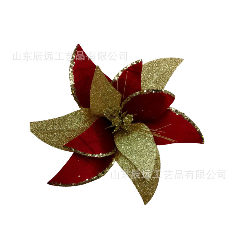 批发圣诞节仿真花圣诞花卉绒布亮片闪光浆果茎圣诞节装饰品家居花|undefined