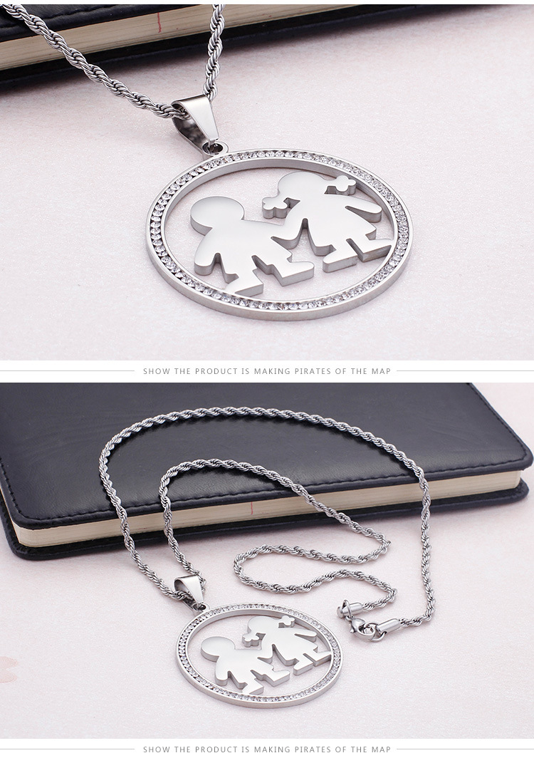 European and American Titanium Ornament Fashion Personality round with Diamond for Boys and Girls Or