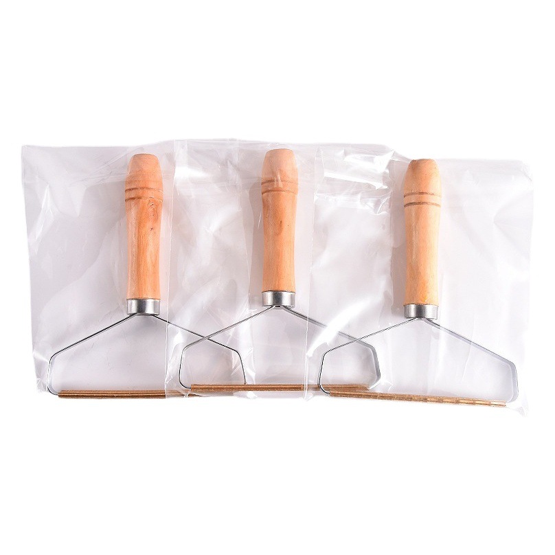 Mango de madera raspador de pelo no duele ropa removedor de pelo de lana capa manual máquina de afeitar de acero inoxidable de doble cara raspador de pelo