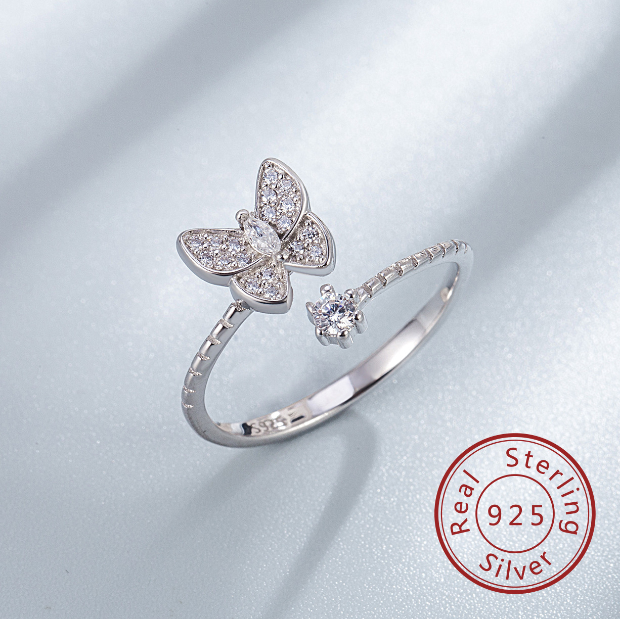 5g Weight Open Rings Classification 925 Sterling Silver Butterfly Open Rings 925 Sterling Silver Rings