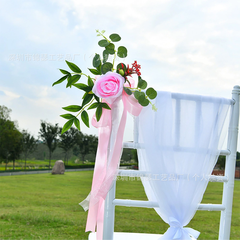 Ins Style Chair Back Flower Wedding Wedding Venue Layout Artificial Bouquet Outdoor Banquet Wedding Chair Decoration
