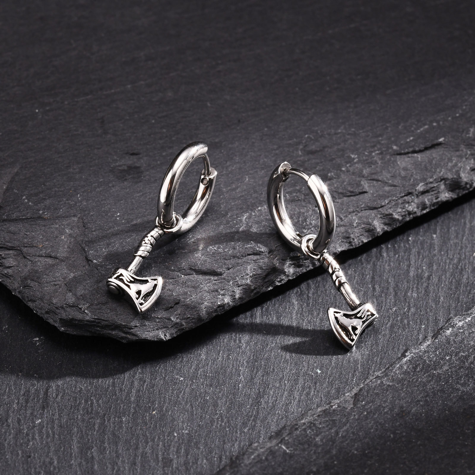 Retro fashionable earrings hip-hop style stainless steel