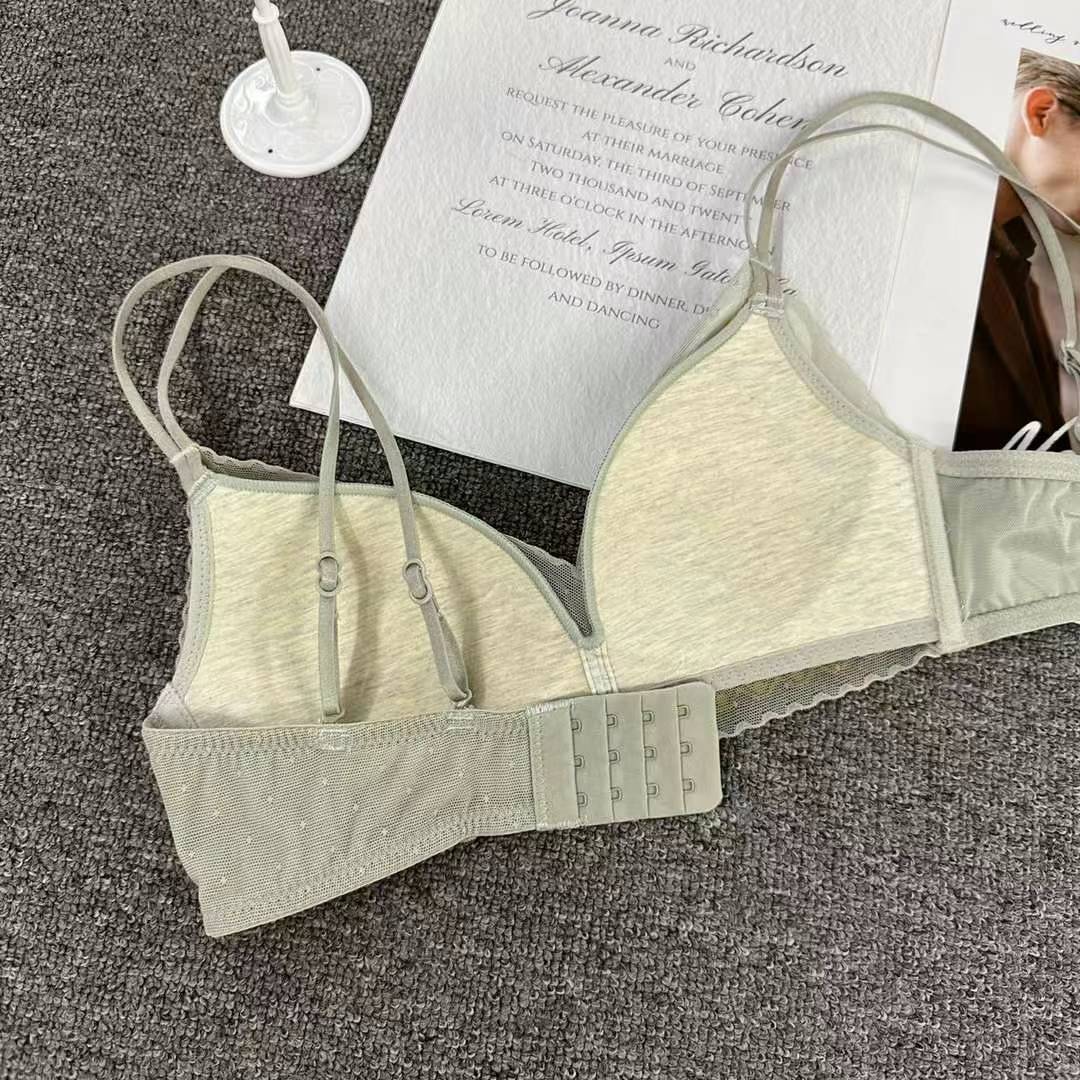 Nuevo sujetador francés de moda de encaje jacquard transpirable ajustable confortable anti-caída reunida ropa interior de tres botones image 6