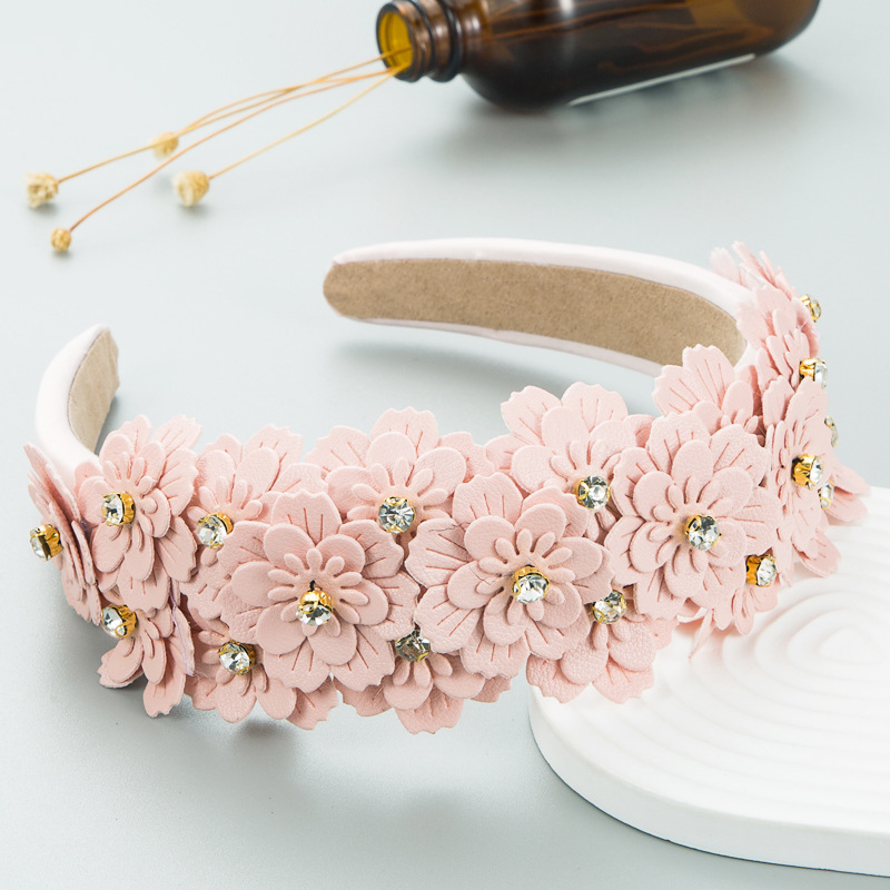 Retro Style Colorful Flowers Glass Drill Headband Hair Accessories display picture 3