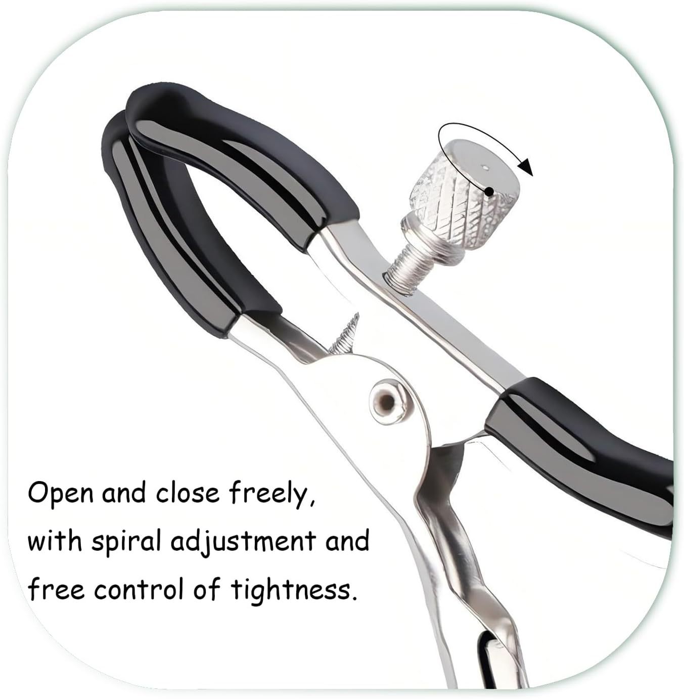 SM Nipple Clamps with Double Bells, Metal Breast Ornament Pair, Black Couple’s Intimate Play Accessory — detail image 2
