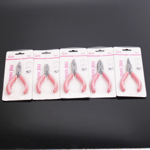 Pink handle mini needle nose pliers handmade diy set 5 inch toothless jewelry pliers small pliers jewelry pliers