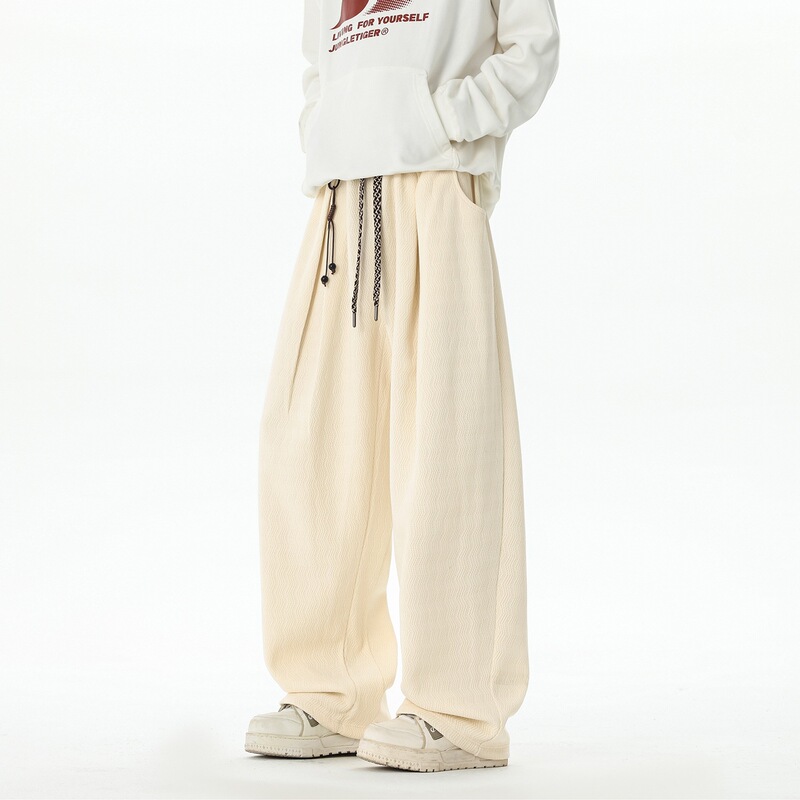 Textured casual pants for men, oversized and loose-fitting, wide-leg, straight-cut sweatpants, 2026 autumn new trendy sweatpants Textured casual pants for men, oversized and loose-fitting, wide-leg, straight-cut sweatpants, 2026 autumn new trendy sweatpants