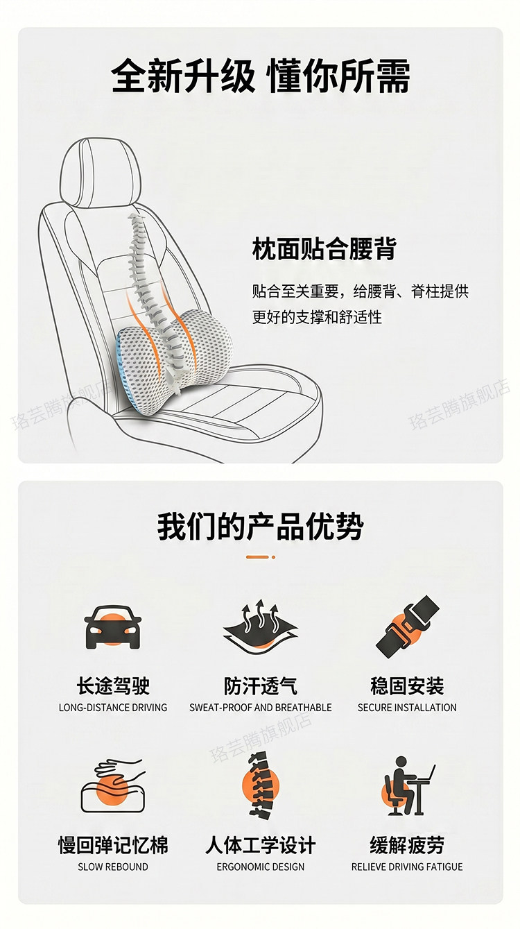 Car lumbar support cushion, car seat backrest cushion, car lumbar pad, waist support, waist protector, lumbar support cushion