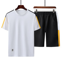2024夏季运动套装男速干轻薄短袖短裤两件套男青年户外运动服团购