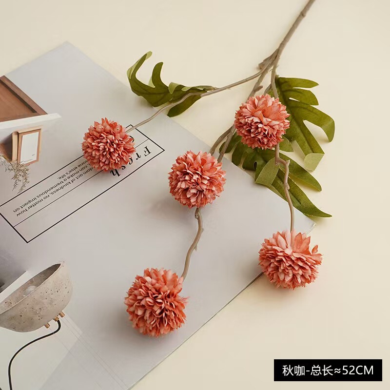 単一の枝 5 頭秋タンポポボール菊卓球菊造花ホームウェディング装飾装飾品ハイエンド造花|undefined