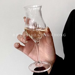 新中国式ins風縦紋腰杯グラスに香杯品鑑杯シャンパンカップ冷抽出茶コップを嗅ぐ