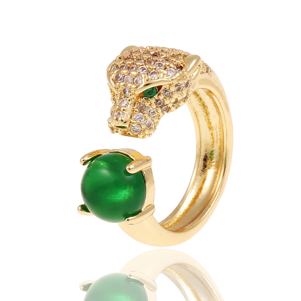 new copper hand jewelry hip-hop leopard open tail ring female