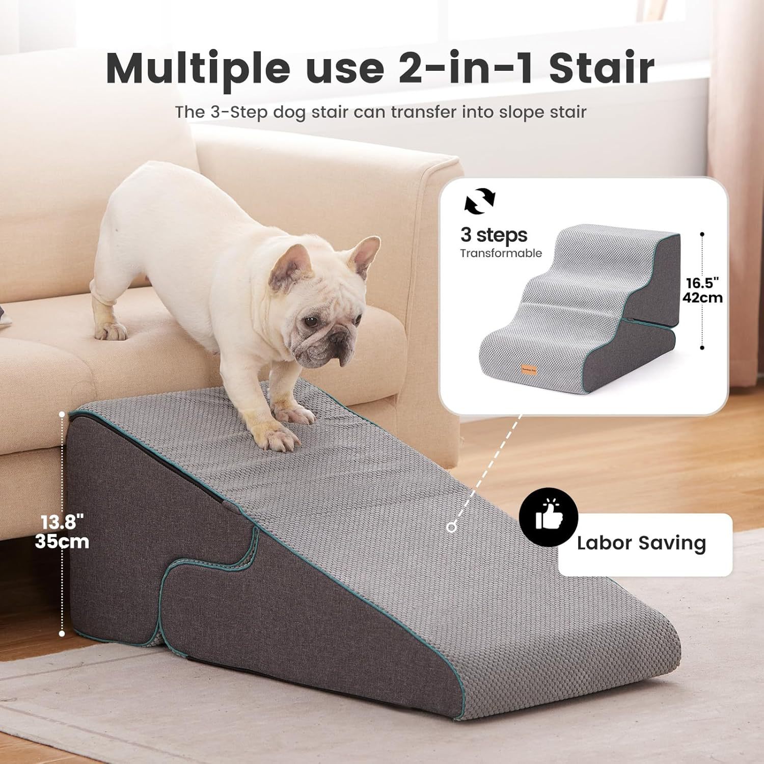 Escalera de esponja comprimida para mascotas desmontable y desmontable, escalera para perros mayores, escalera para perros de tamaño medio, escalera para dormir