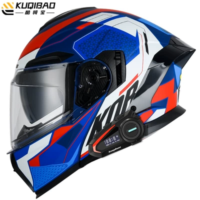 Motosiklet kaskı (dəbilqə) — 3C Certified Full-Face Helmet - matte-dark-blue-speed-with-k20-bluetooth-white-film-m