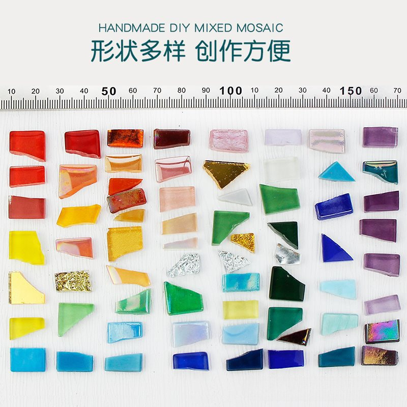 DIY 모자이크 조각 수제 불규칙한 모양의 색상 패치 크리스탈 장식 유리 혼합 색상 입자