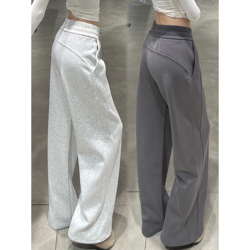 Autumn and Winter Slim Sweatpants for Women, Warm Fleece-Lined, Lulu Style, Drapey Wide-Leg Pants, Casual, Lazy, Versatile, Floor-Length Pants Autumn and Winter Slim Sweatpants for Women, Warm Fleece-Lined, Lulu Style, Drapey Wide-Leg Pants, Casual, Lazy, Versatile, Floor-Length Pants
