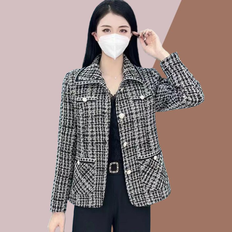 2023 high-end new long-sleeved European and Korean style coat women's spring and autumn casual top suit easy to match Western style age-reducing suit