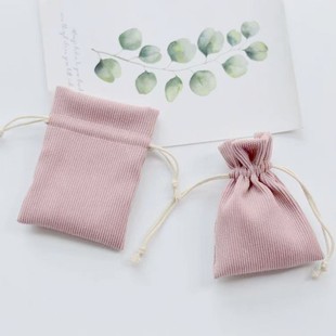 Wholesale Corduroy Cloth Bag Jewelry Storage Packaging Bag Cosmetics Necklace Earrings Dust Bag Can Be Printed with Logo