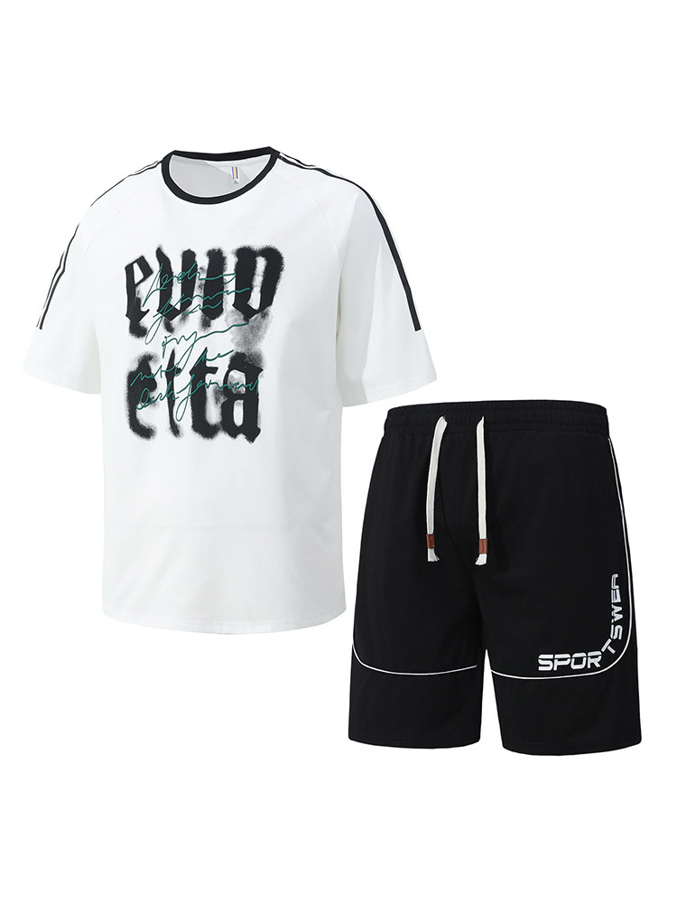 2025 verano nuevo estilo de manga corta moda suelta casual traje deportivo camiseta de cuello redondo para hombre tendencia guapo adolescente