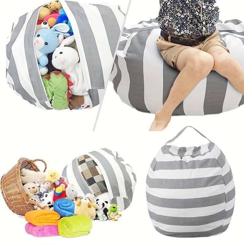 Bolsa de almacenamiento de juguetes de peluche para niños, bolsas de sofá creativas para niños, colcha de algodón de gran capacidad, cremallera, explosión transfronteriza