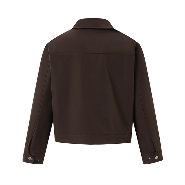 Retro autumn solid jacket with zipper