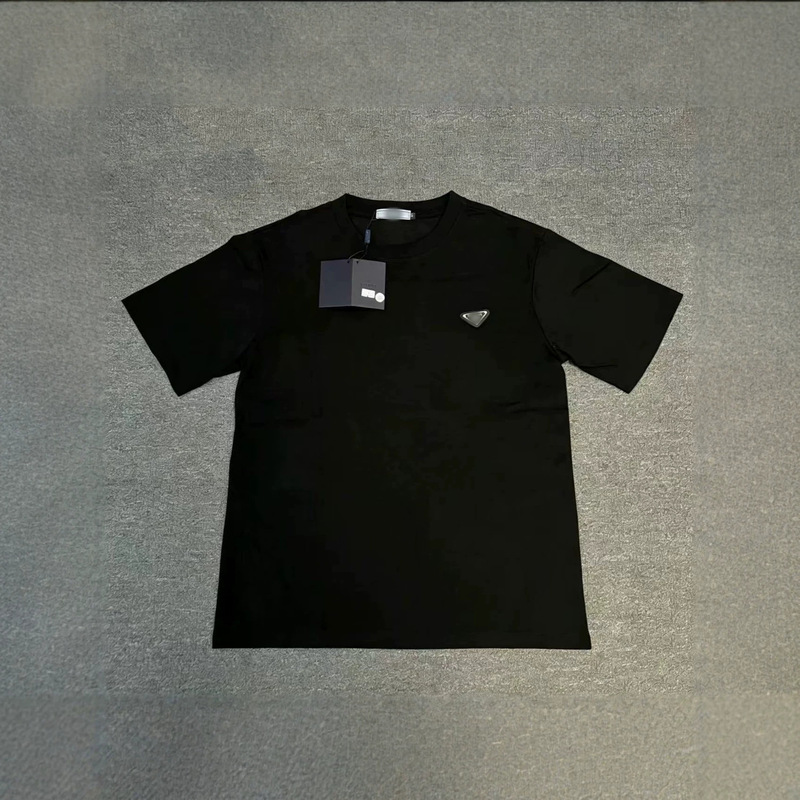 High-quality cross-border foreign trade 26 summer new model P-brand unisex T-shirt with triangular embroidery and round neck short sleeves