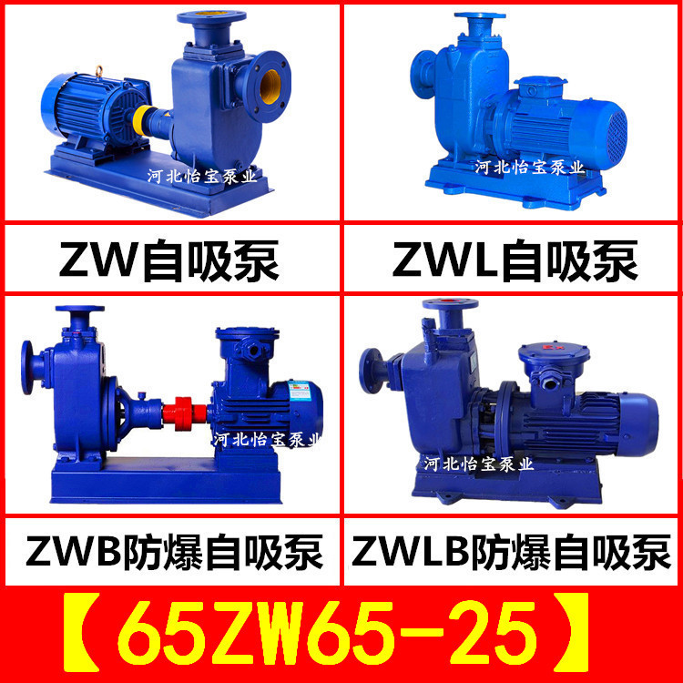 ZW65-65-25 工业污水自吸泵不阻塞排污泵 2.5寸卧式自吸离心泵