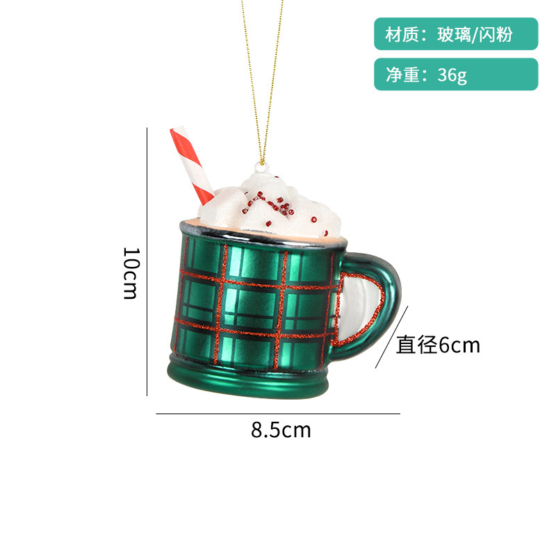 クリスマス装飾手作りクリエイティブ塗装ガラスペンダントケーキ飲料食品造形ペンダントクリスマスツリーペンダント|undefined