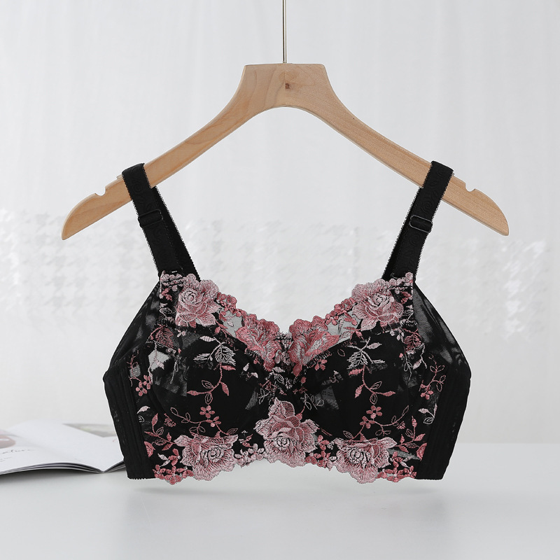 Women's Thin Plus-Size Bra, Side Support, Wireless Bra, Minimizes Large Busts, Sizes M75-110Cdefgh