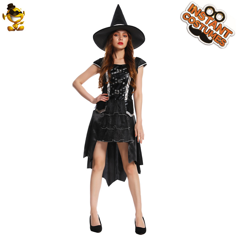 Disfraz de bruja para adultos, disfraz de bruja negra para Halloween, disfraz de escenario, disfraz de actuación, disfraz de mascarada, cosplay. image 3