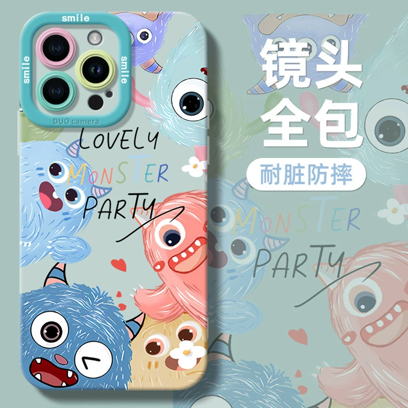 Apple, phone case, painted protective case, silicone monster, 16promax, 14plus