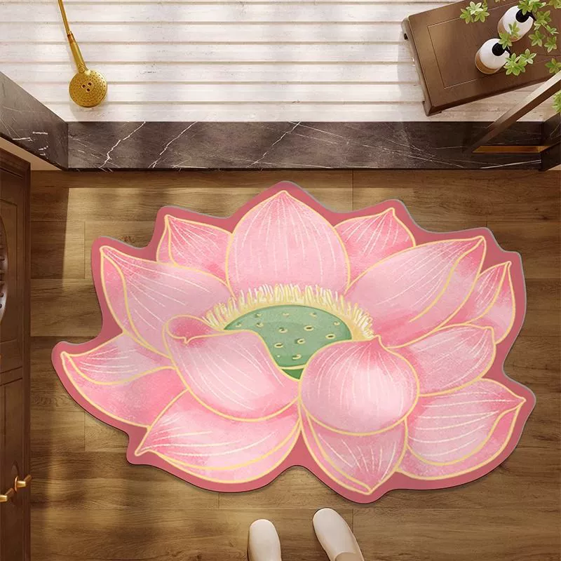 Свежие растения, цветы, ванная комната, туалет, диатомовая грязь коврик