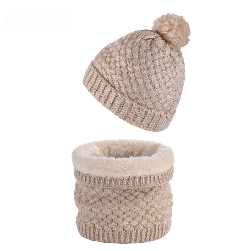 Unisex salli mood talvine samet kootud mütsikomplekt karusnahast pallimütsi soe ühevärviline kaelakomplekt _voghion.com